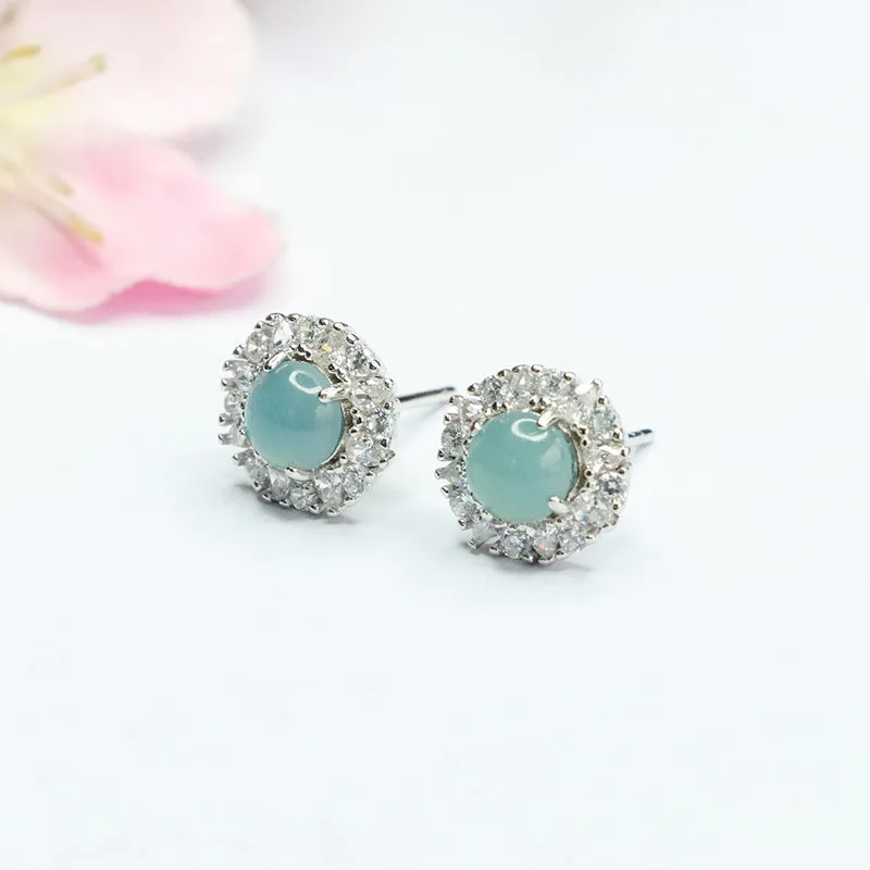 Sterling Silver Jade Stud Earrings