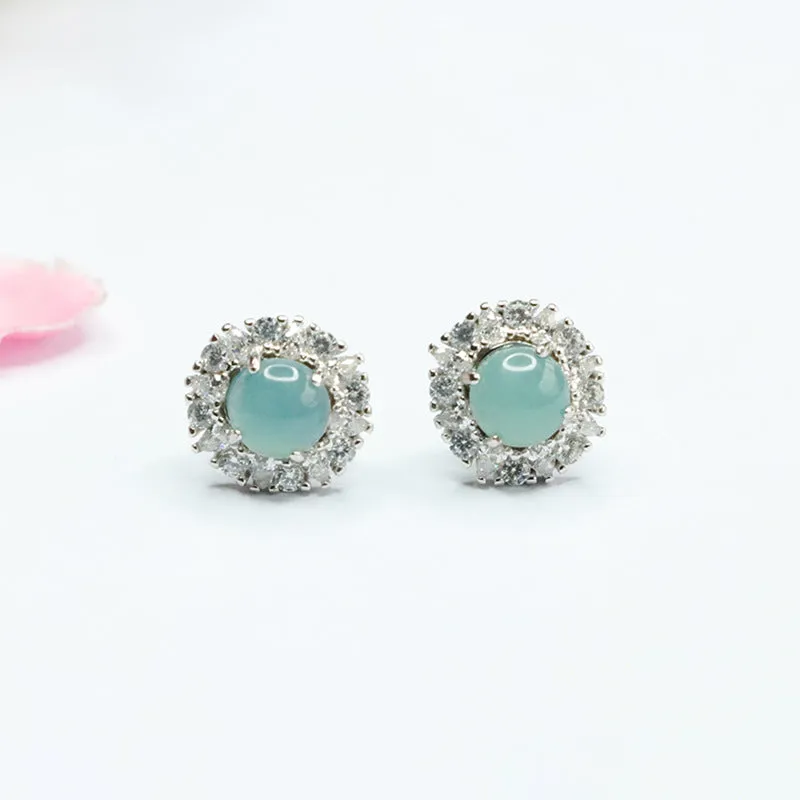 Sterling Silver Jade Stud Earrings