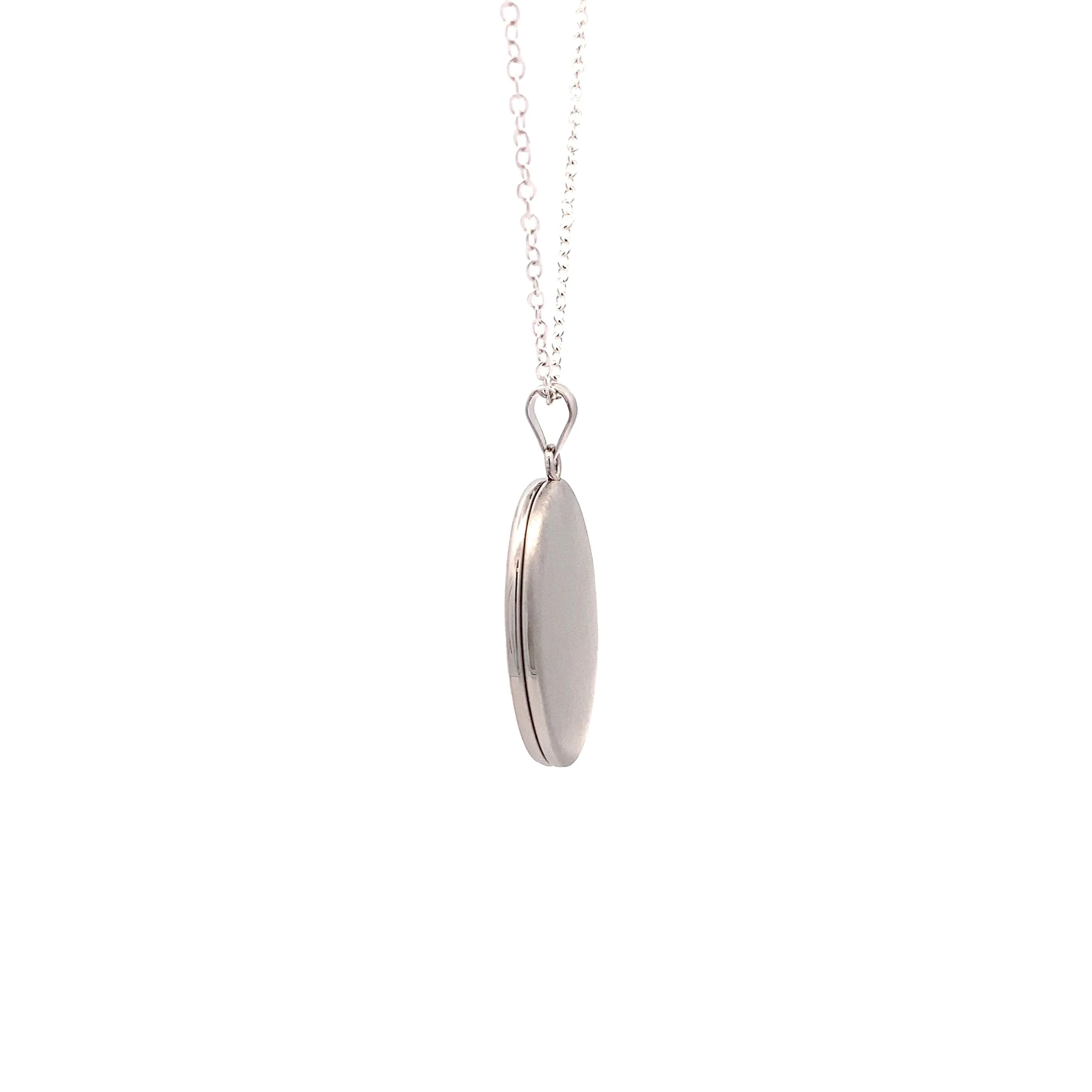 Sterling Silver Oval Memorial Pendant