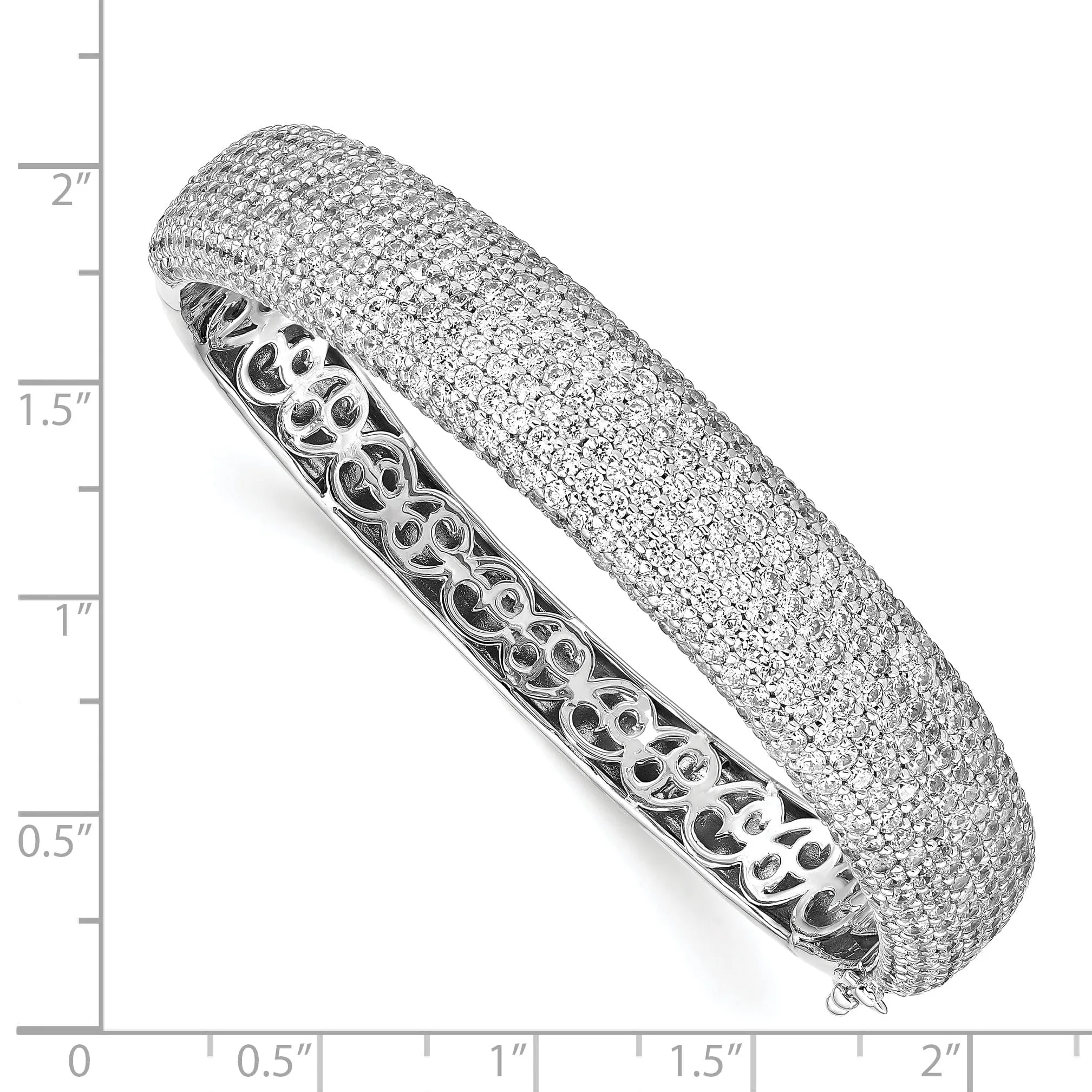 Sterling Silver Pave 504 Stone CZ Bangle