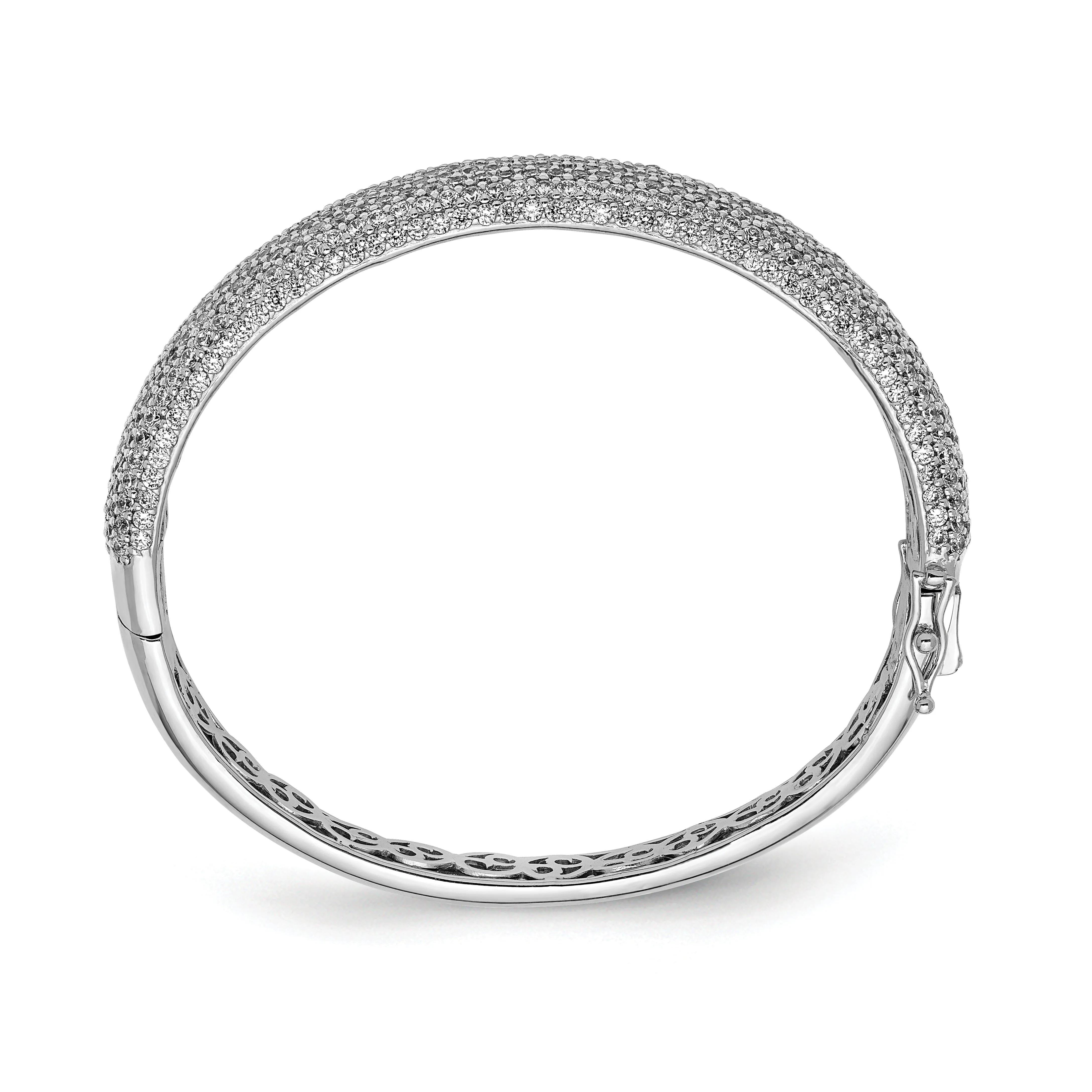 Sterling Silver Pave 504 Stone CZ Bangle