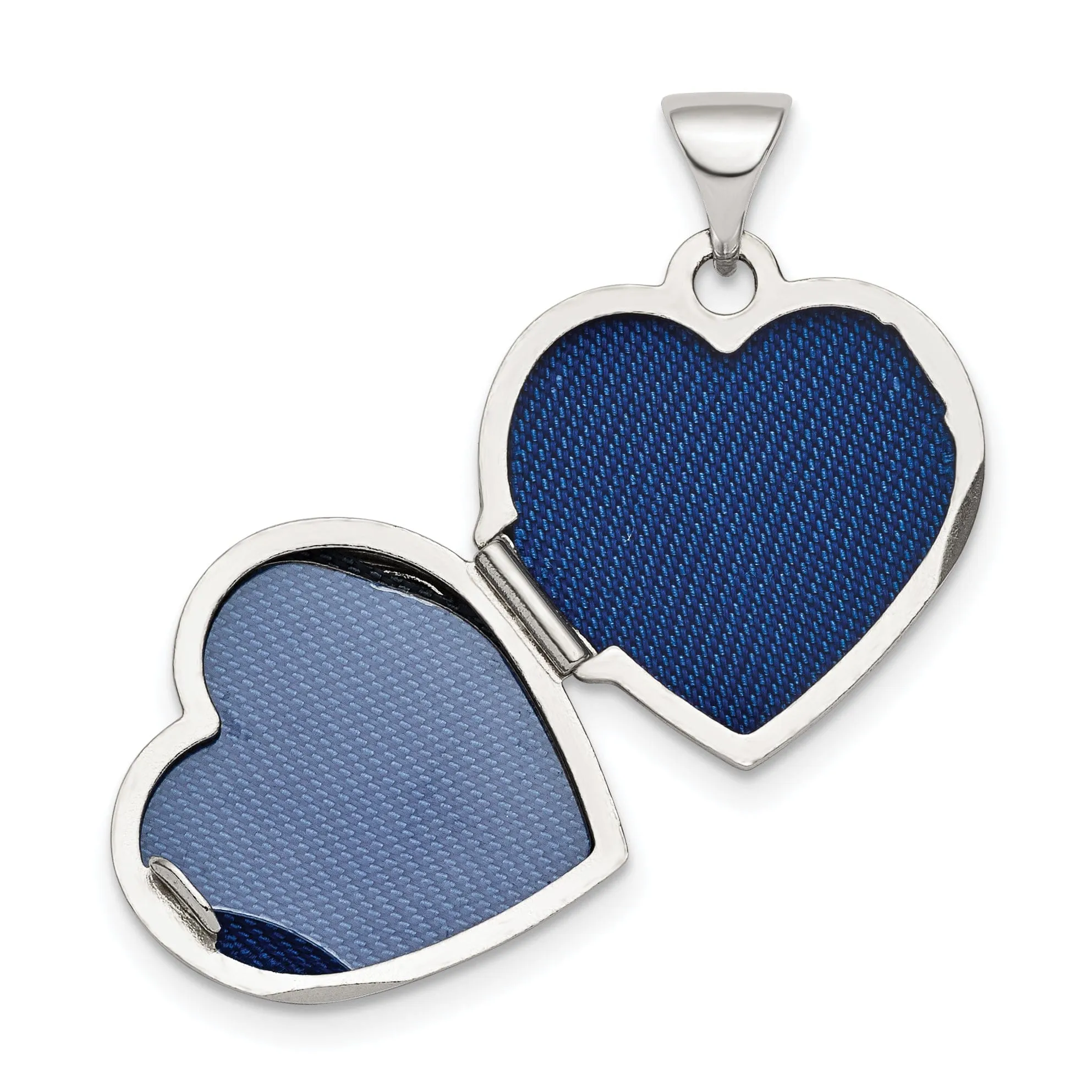 Sterling Silver Rhodium-plated Polished 15mm Heart Patterned Locket