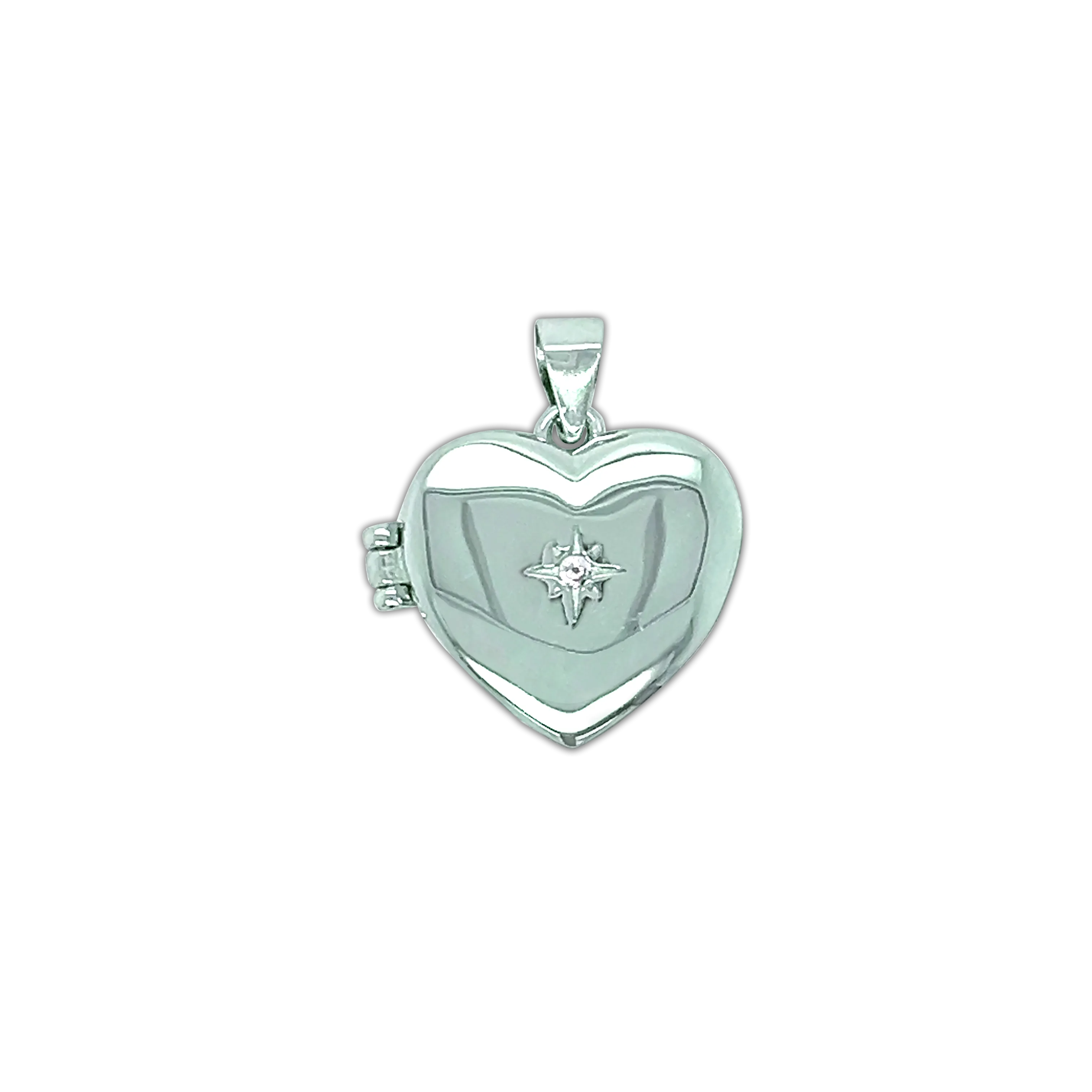 Sterling Silver Star Set Cz Locket