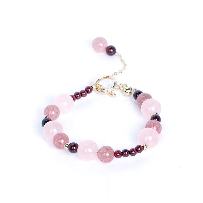 Strawberry Crystal Bracelet with Garnet Accent