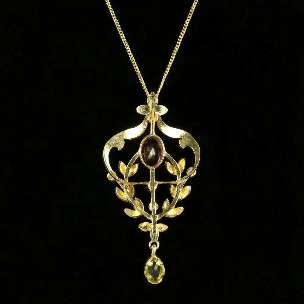 Suffragette Style Pendant Necklace Amethyst Opal Peridot Silver 18Ct Gold Gilt