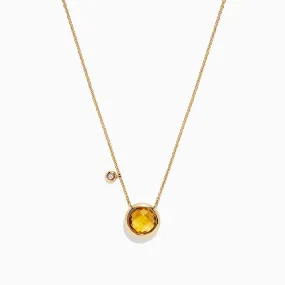 Sunset 14K Yellow Gold Citrine & Diamond Bolo Chain Necklace, 1.53 TCW