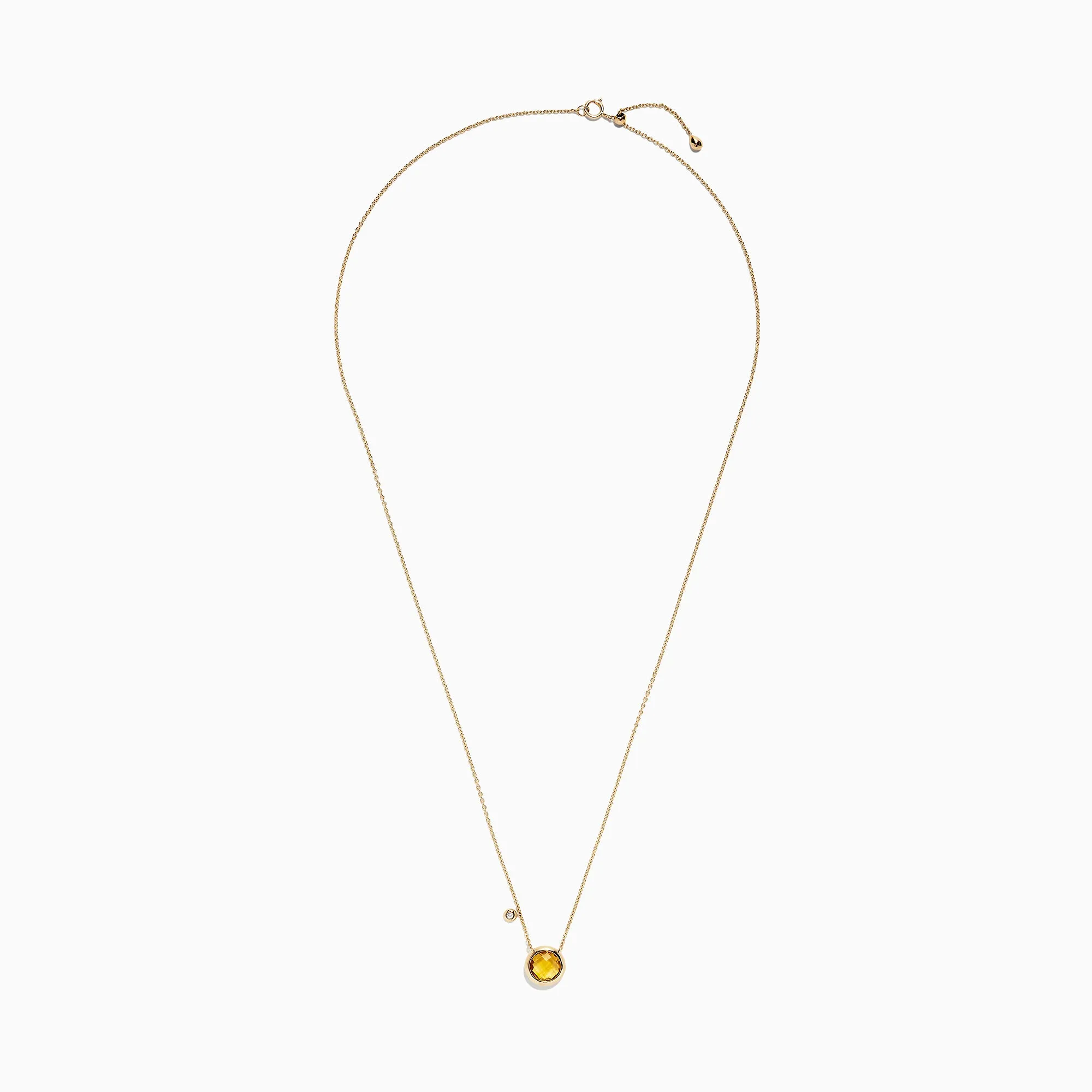 Sunset 14K Yellow Gold Citrine & Diamond Bolo Chain Necklace, 1.53 TCW