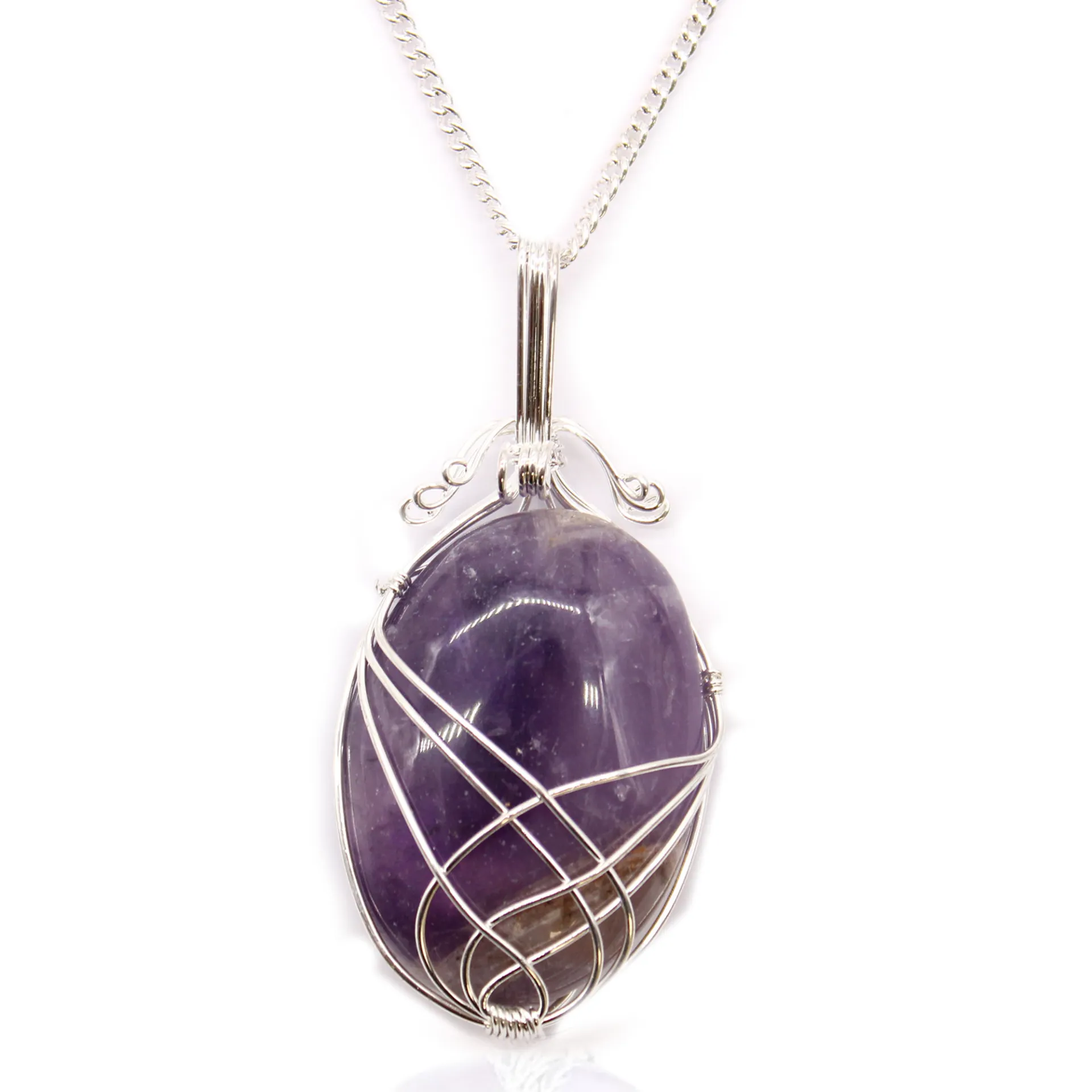 Swirl Wrapped Gemstone Necklace - Amethyst | Elegant & Healing Jewelry