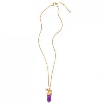 *TAJ-Purple Stone Pendant Chain Necklace