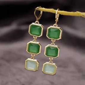 Talya Squares Jade Drop Earrings