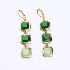 Talya Squares Jade Drop Earrings