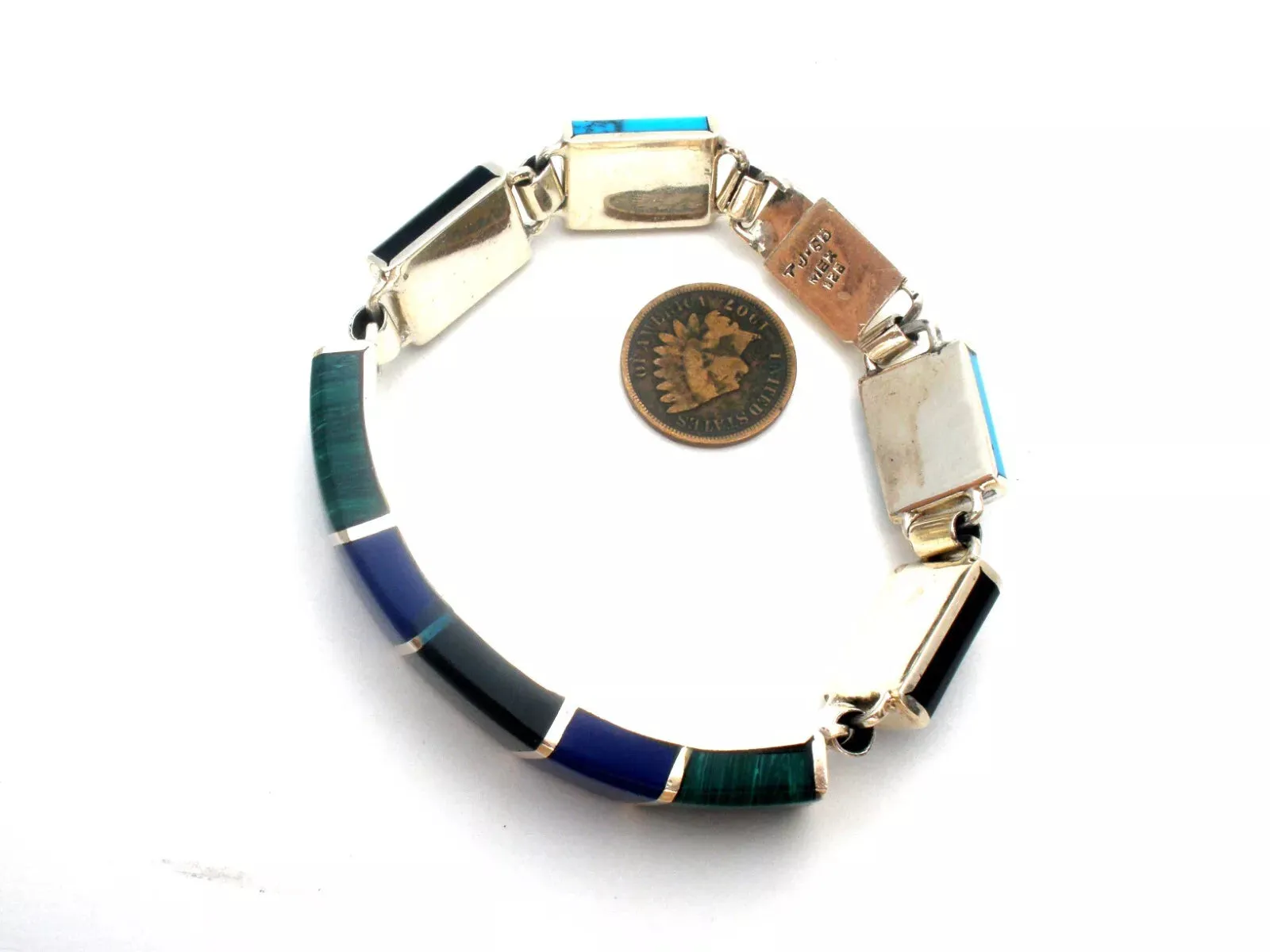 Taxco Bracelet Black Onyx Lapis Malachite Vintage