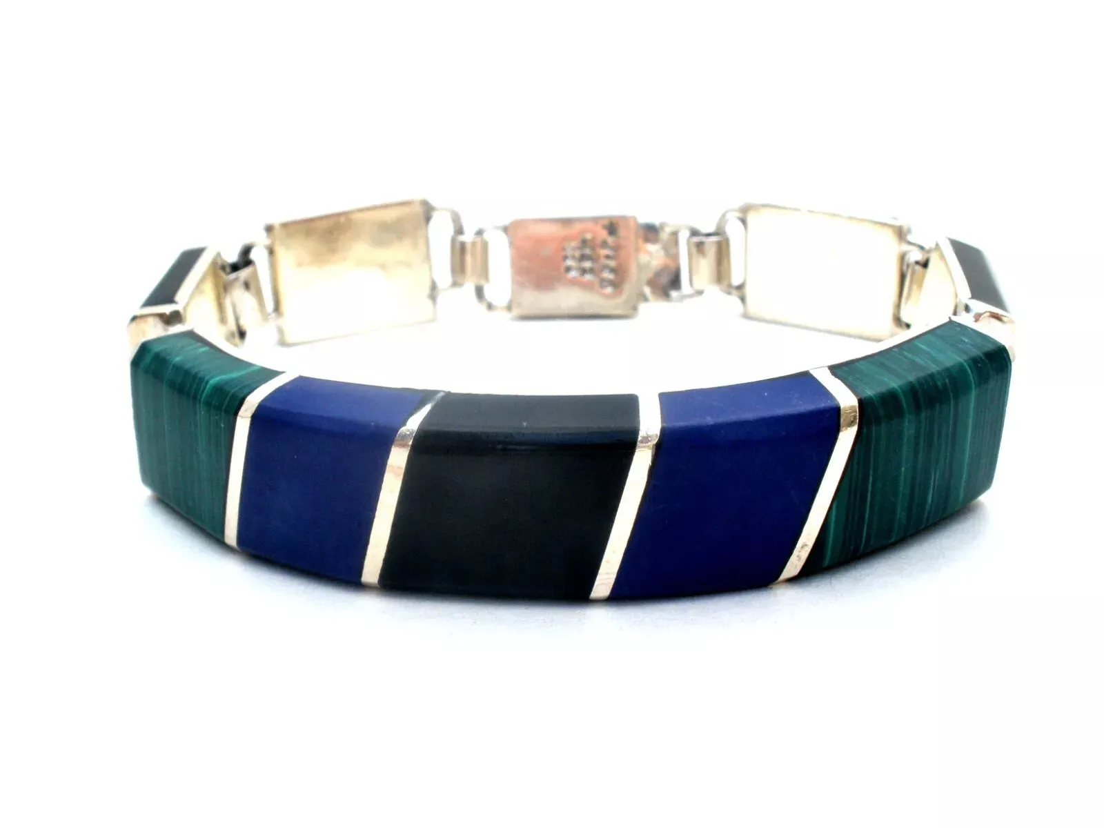 Taxco Bracelet Black Onyx Lapis Malachite Vintage