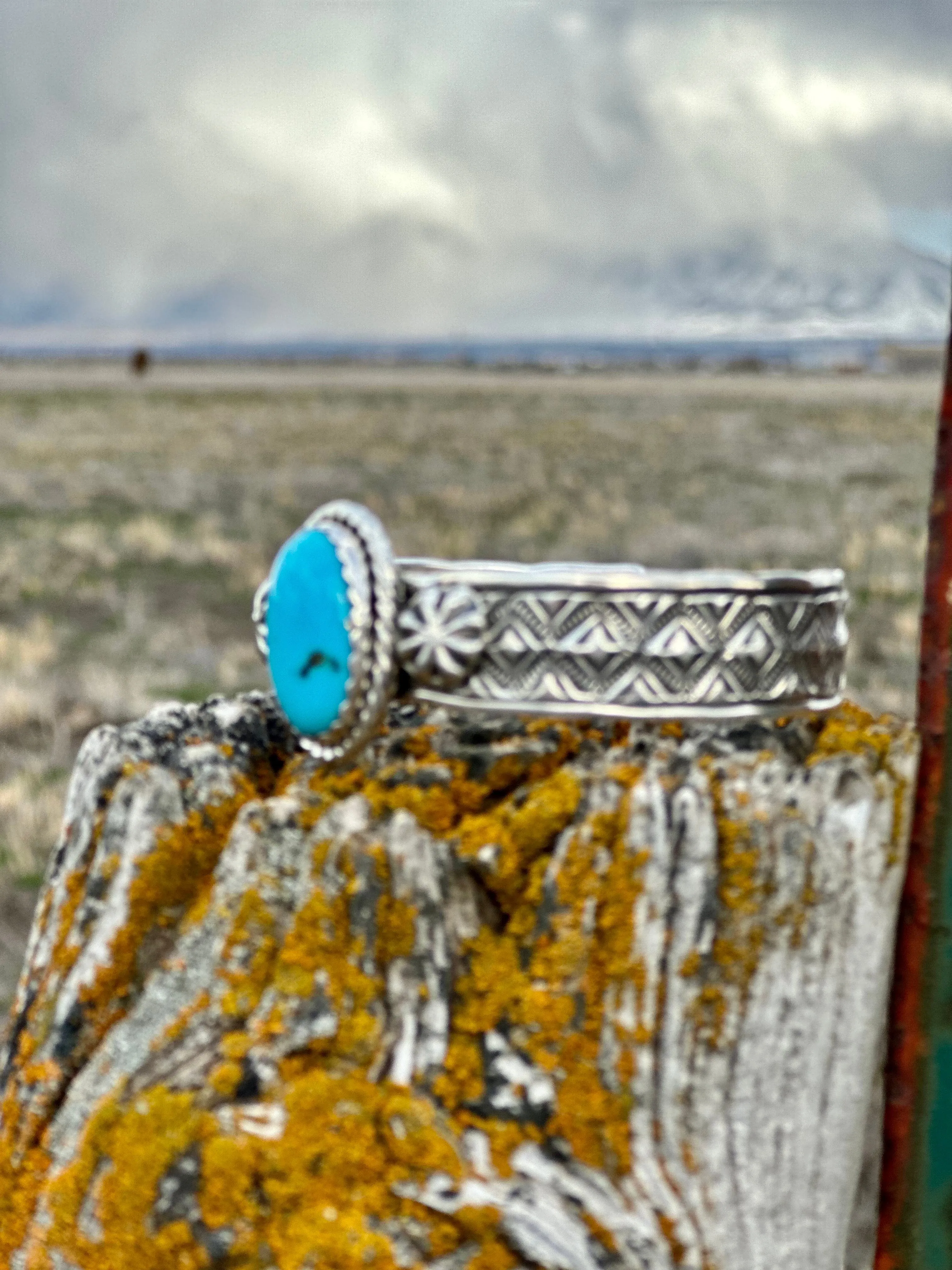 The Aztec Diamonds Sterling Silver & Kingman Turquoise (Real) Southwest Cuff Bracelet