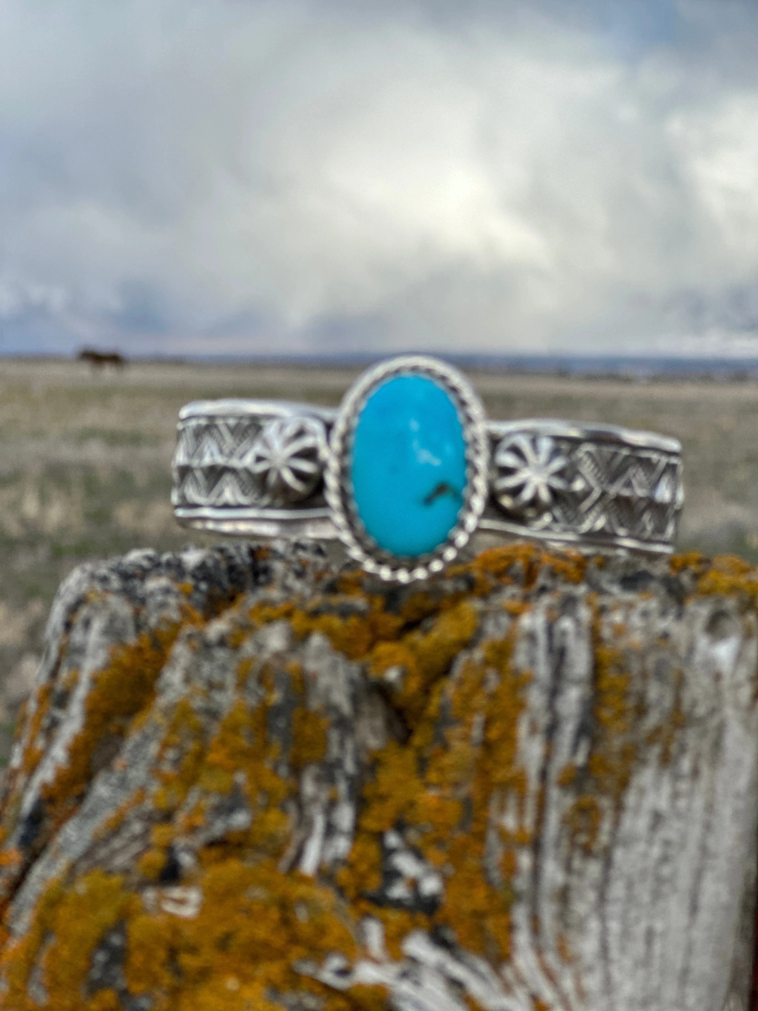 The Aztec Diamonds Sterling Silver & Kingman Turquoise (Real) Southwest Cuff Bracelet