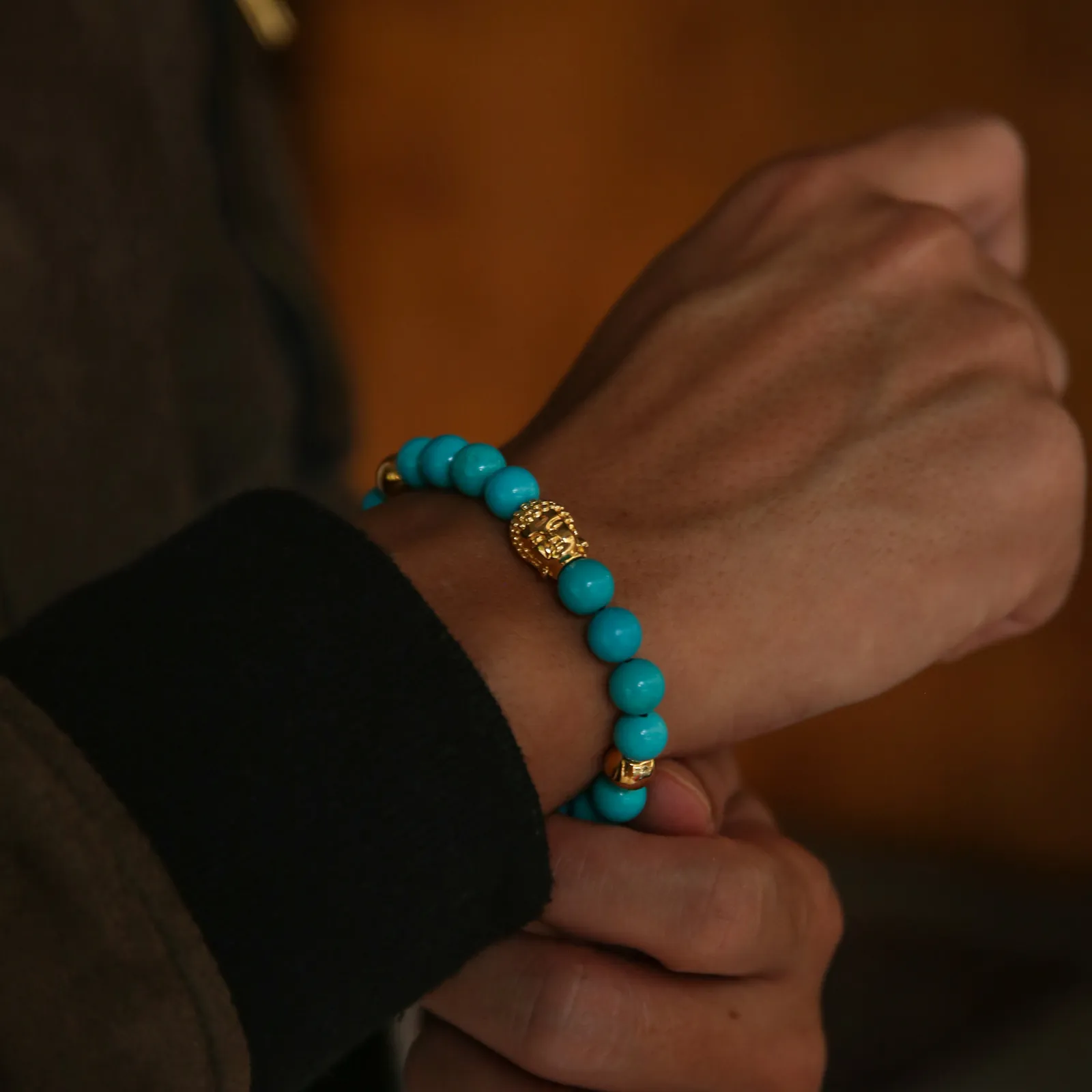 The Azuro Zen - Gold Buddha Bracelet with Turquoise