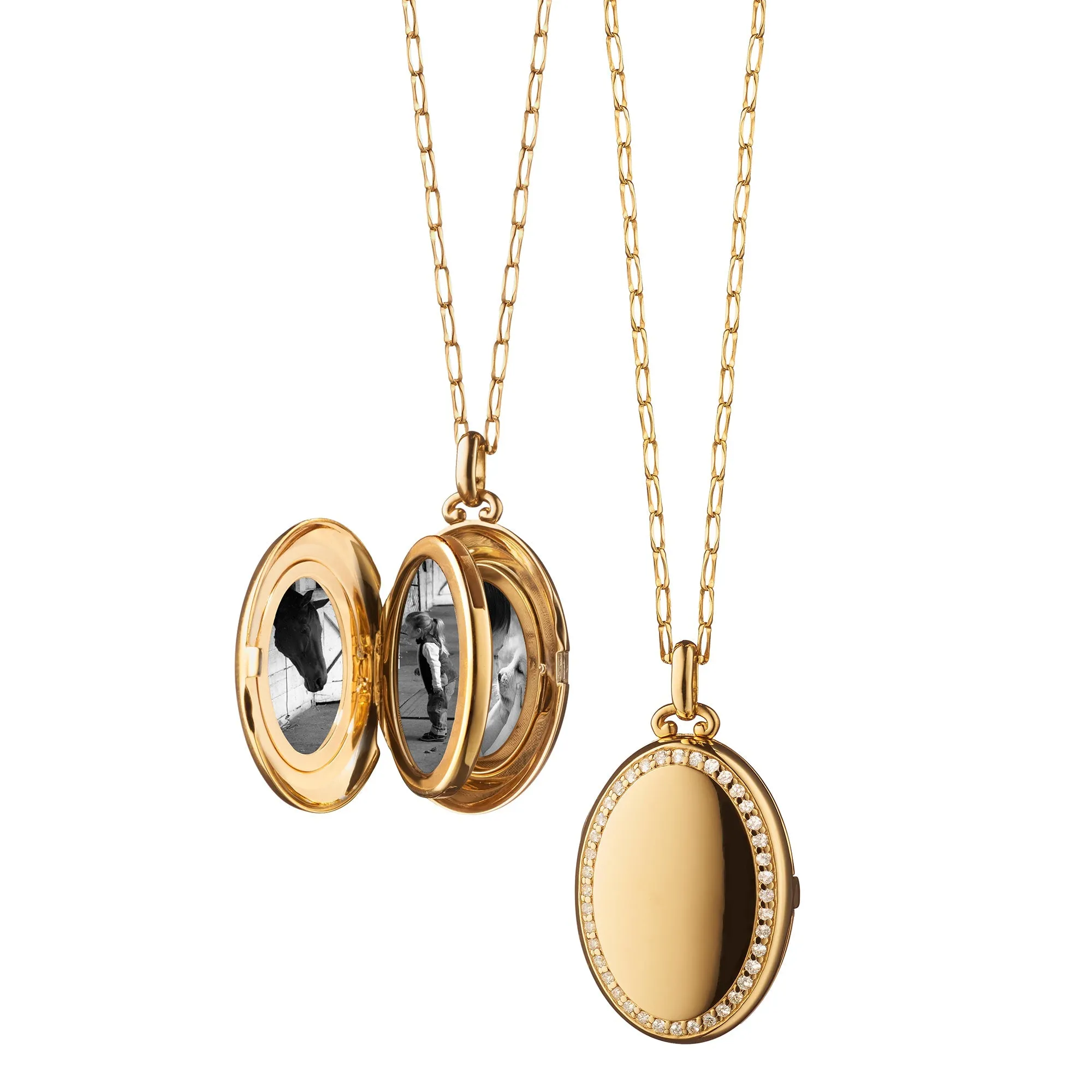 THE FOUR IMAGE "MIDI" DIAMOND BORDER 18K YELLOW GOLD LOCKET