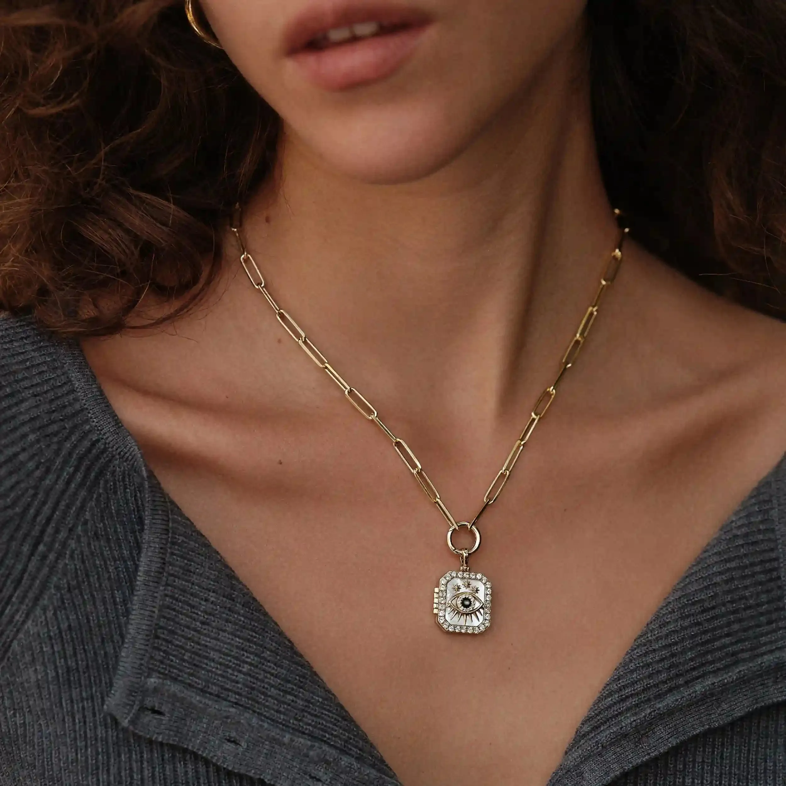 Third Eye Locket Single Charm Necklace