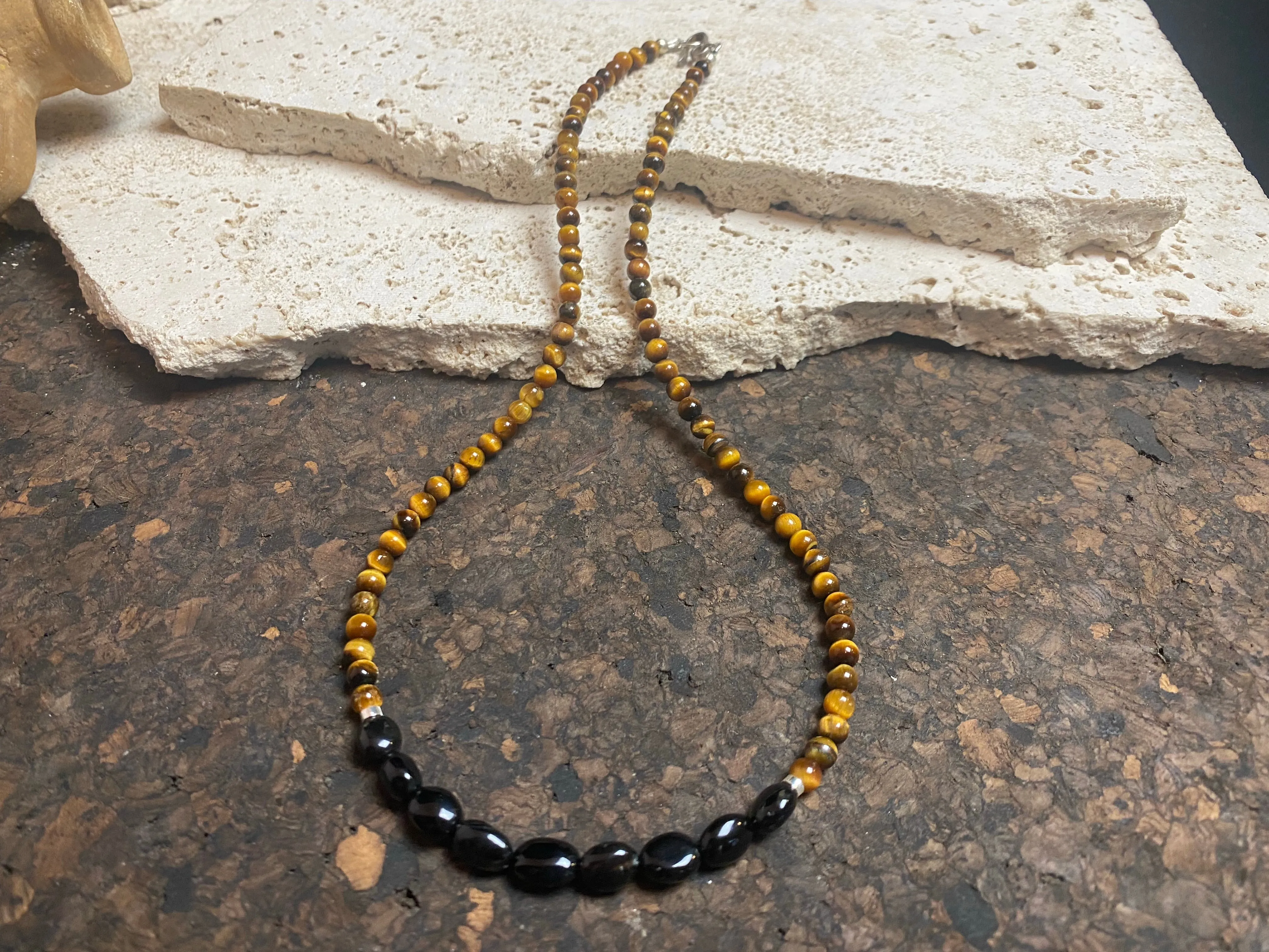 Tiger's Eye And Black Agate Necklace