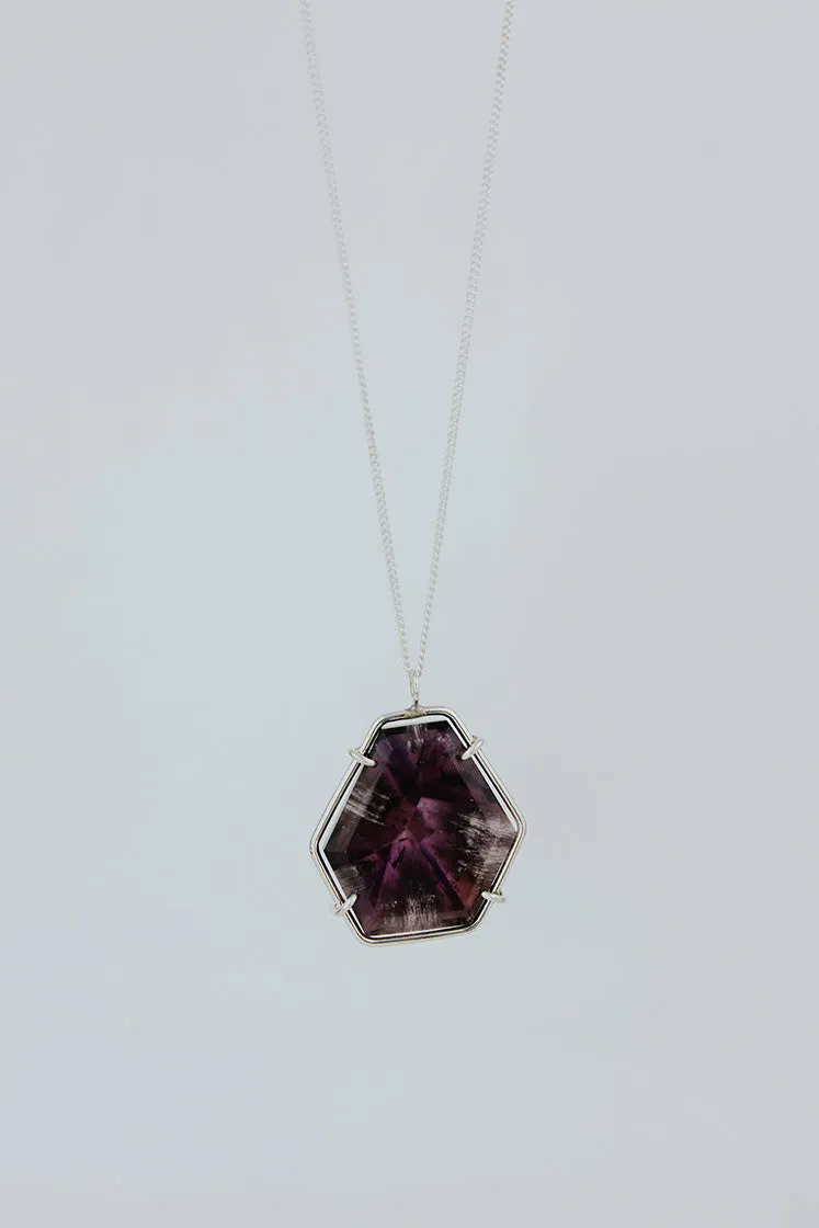 Trapiche Amethyst Slice Necklace - Sterling Silver