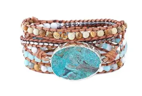 Turquoise #1 Gemstone Leather Wrap Bracelet