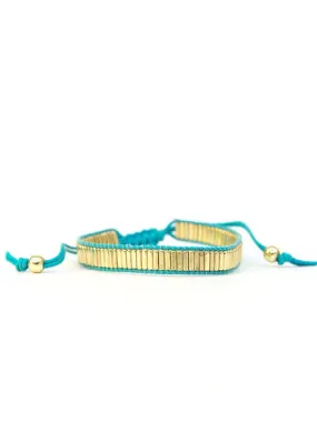 Turquoise and Brass Beaded Bracelet