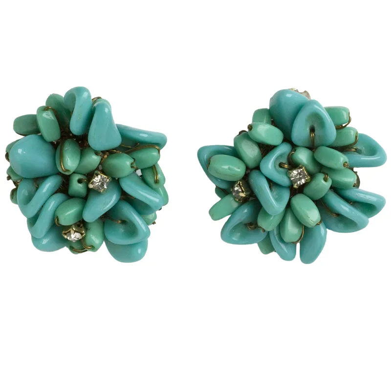 Turquoise Bead Earrings with Diamantés