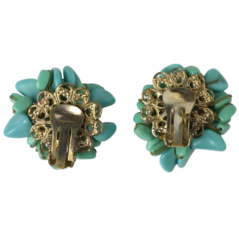 Turquoise Bead Earrings with Diamantés