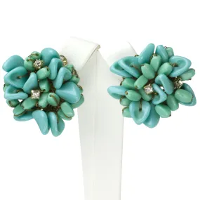 Turquoise Bead Earrings with Diamantés