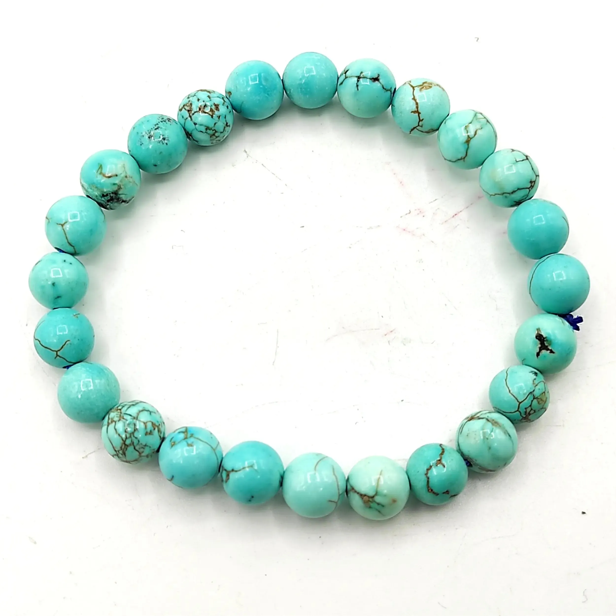 Turquoise / Firoza Bracelet Natural Crystal Healing Bracelet Gemstone Jewellery Beaded Stone Bracelet for Men & Women, Bead Size 8 mm