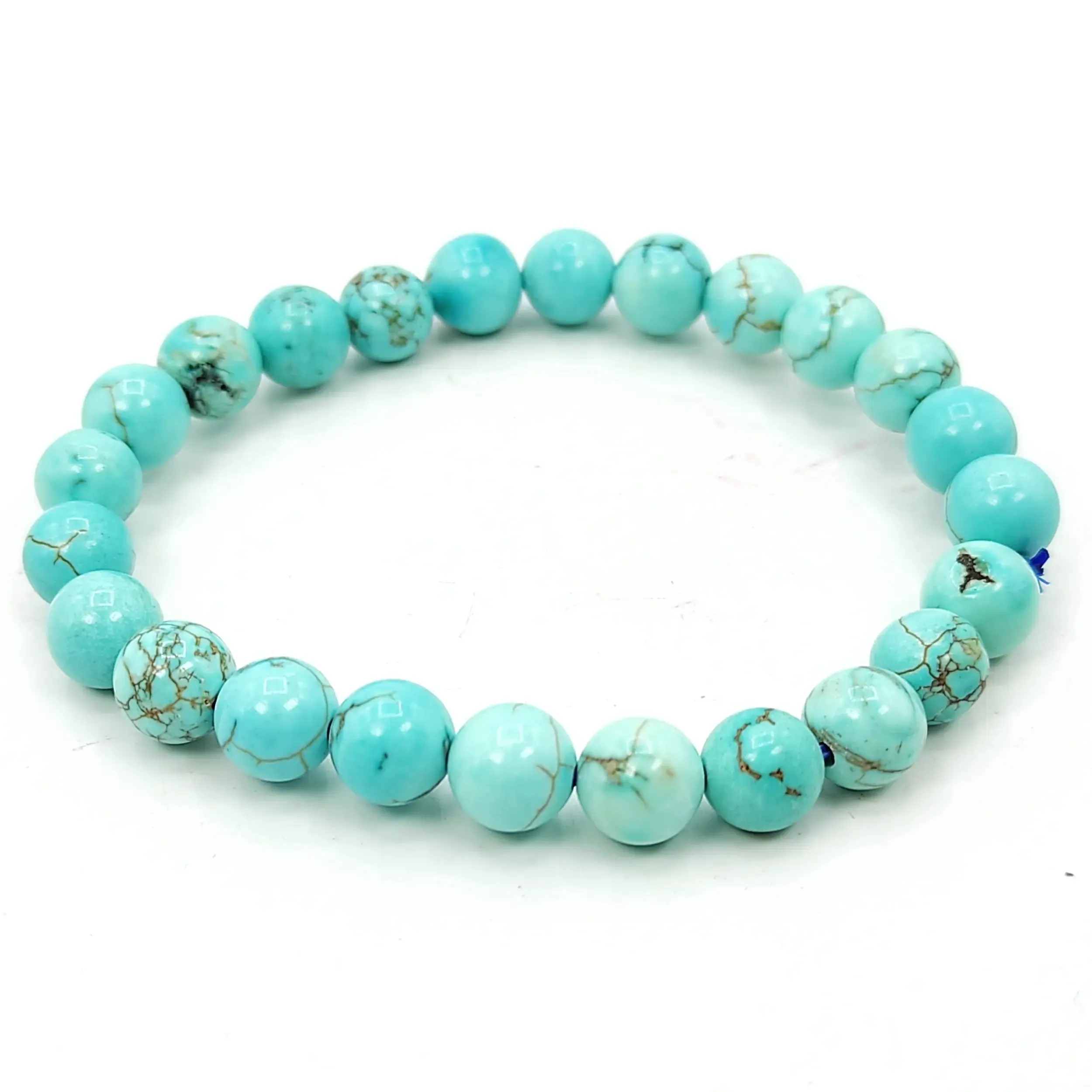 Turquoise / Firoza Bracelet Natural Crystal Healing Bracelet Gemstone Jewellery Beaded Stone Bracelet for Men & Women, Bead Size 8 mm