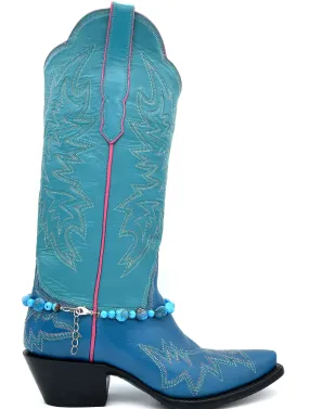 Turquoise-on-Turquoise Kangaroo w/ Metallic Rainbow Stitching Tres Outlaws Women's Classic 658