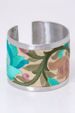 Turquoise/Multi Color Floral Cuff Bracelet - BRC3370TU