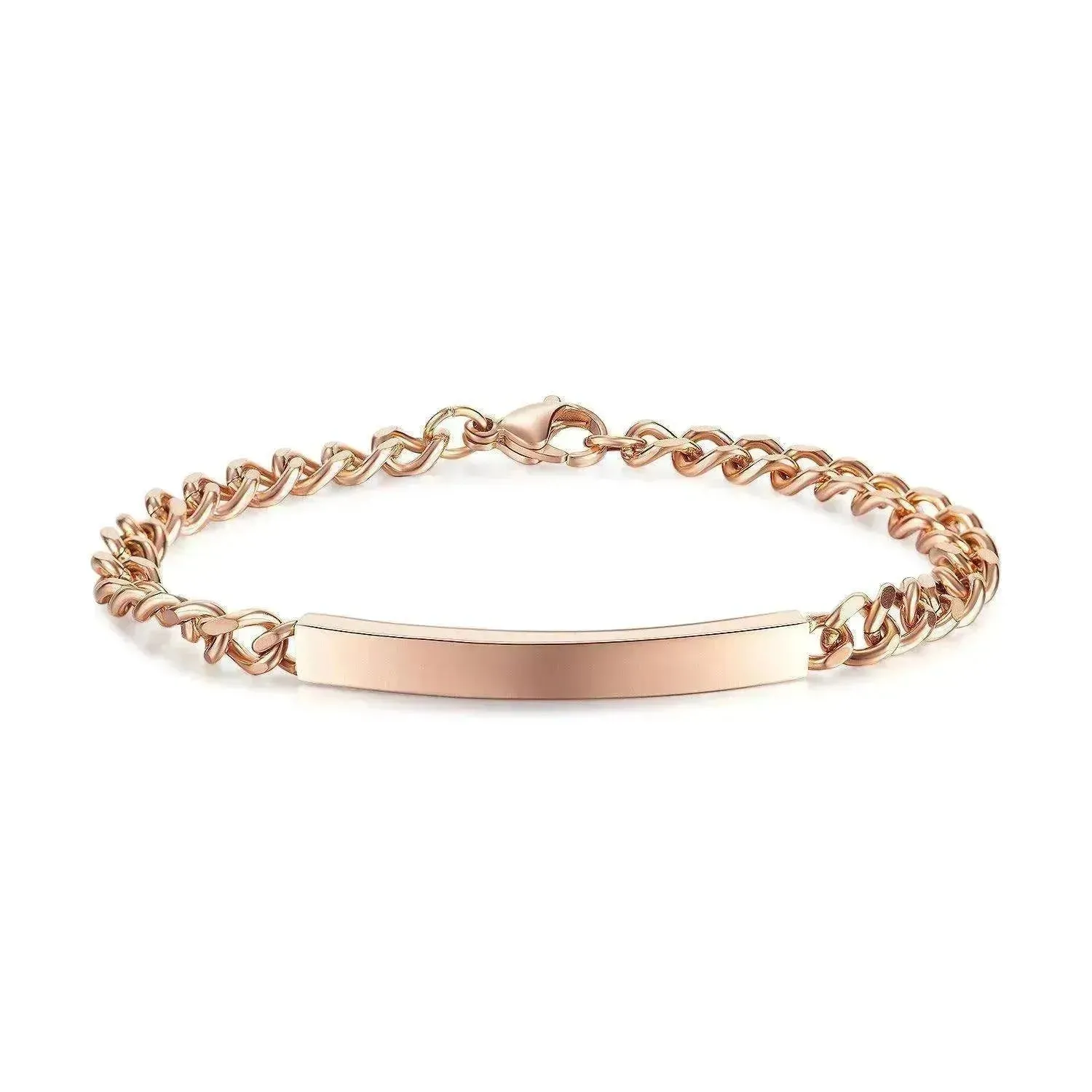 Unisex Titanium Steel Curved Plate Rose Gold Plated Bracelet