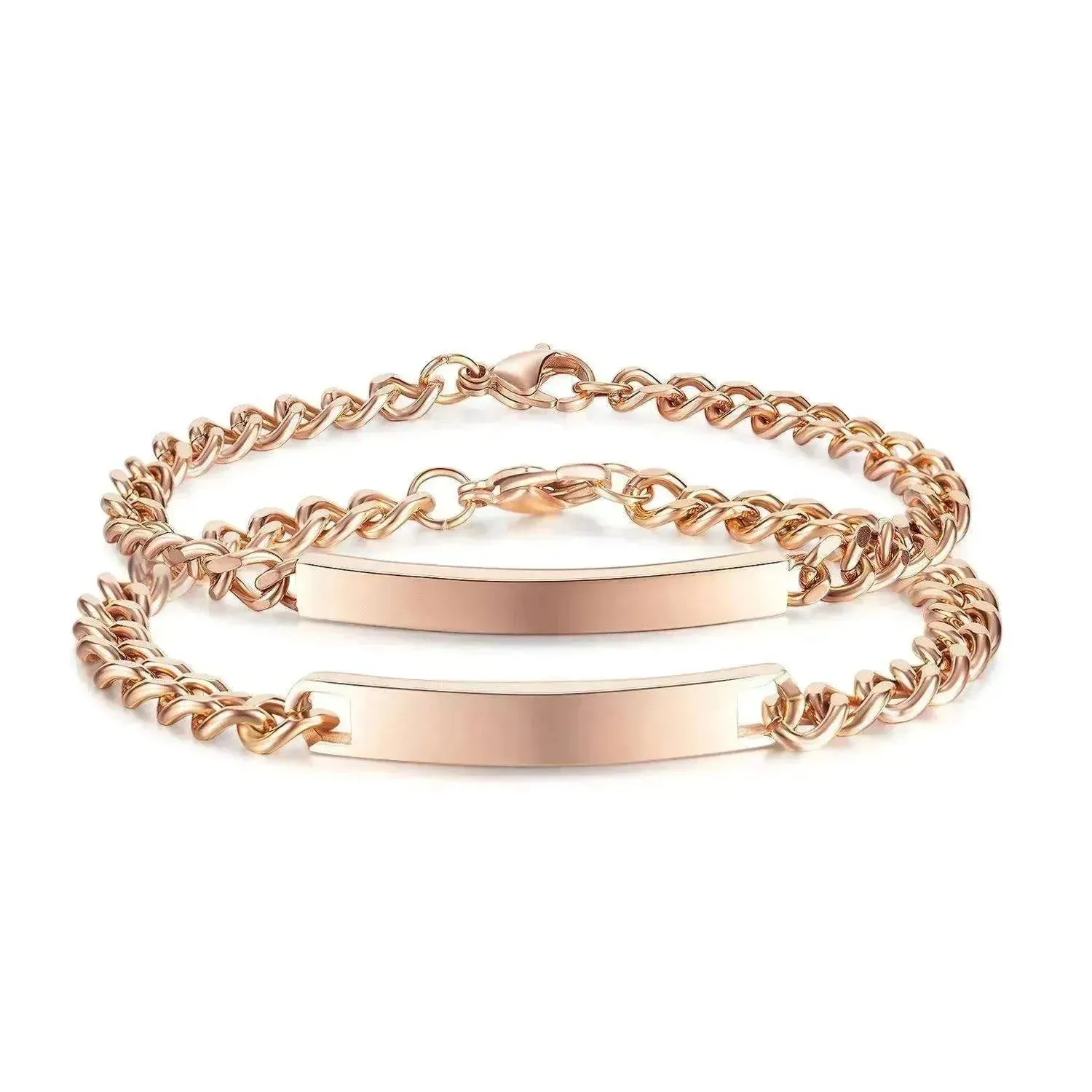 Unisex Titanium Steel Curved Plate Rose Gold Plated Bracelet