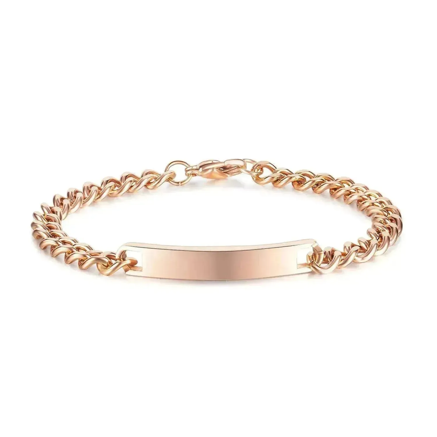 Unisex Titanium Steel Curved Plate Rose Gold Plated Bracelet