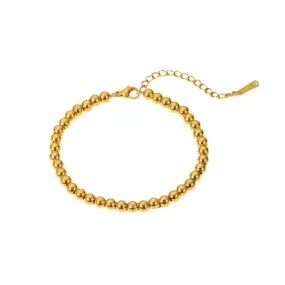 VAIGE Trendy 18K Gold PVD Waterproof Stainless Steel Bead Chain Bracelet