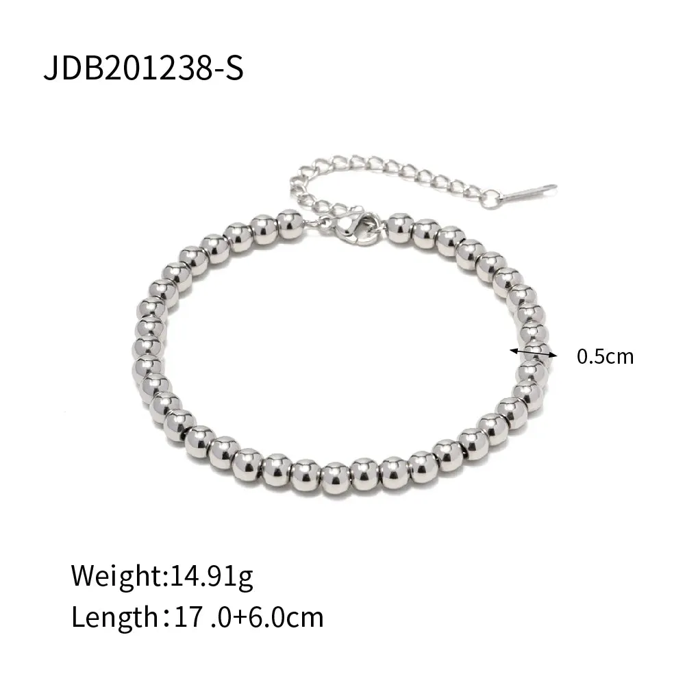 VAIGE Trendy 18K Gold PVD Waterproof Stainless Steel Bead Chain Bracelet