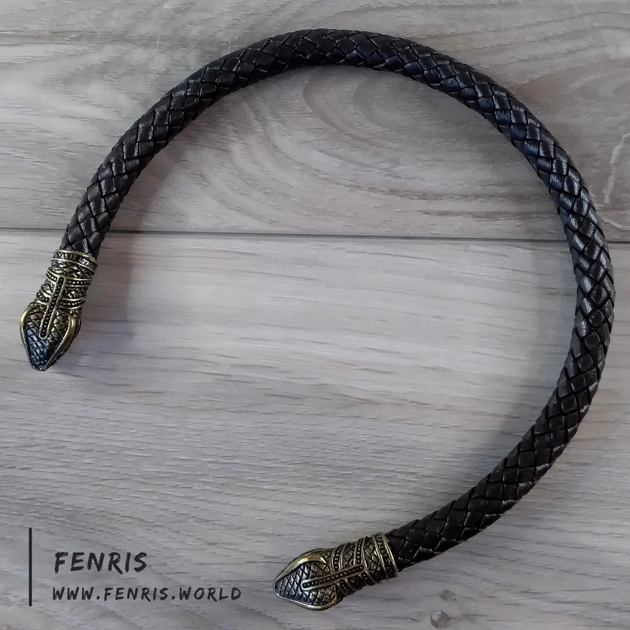 Viking Torc Bronze Snake Brown Leather | Fenris