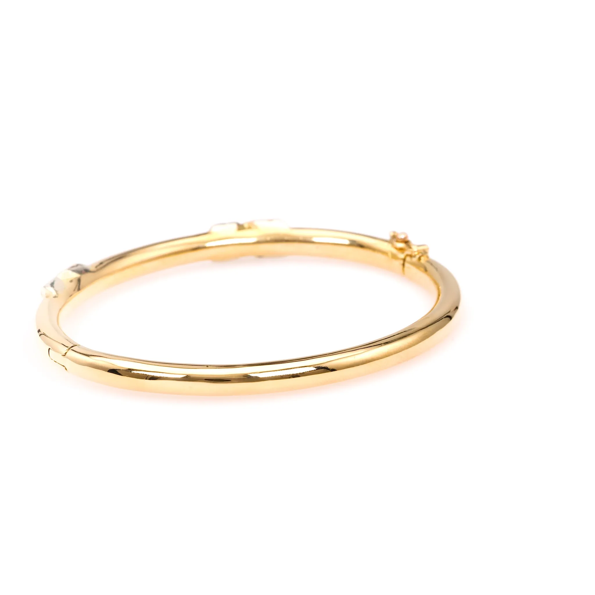 Vintage French Diamond 18k Yellow Gold Platinum Bangle