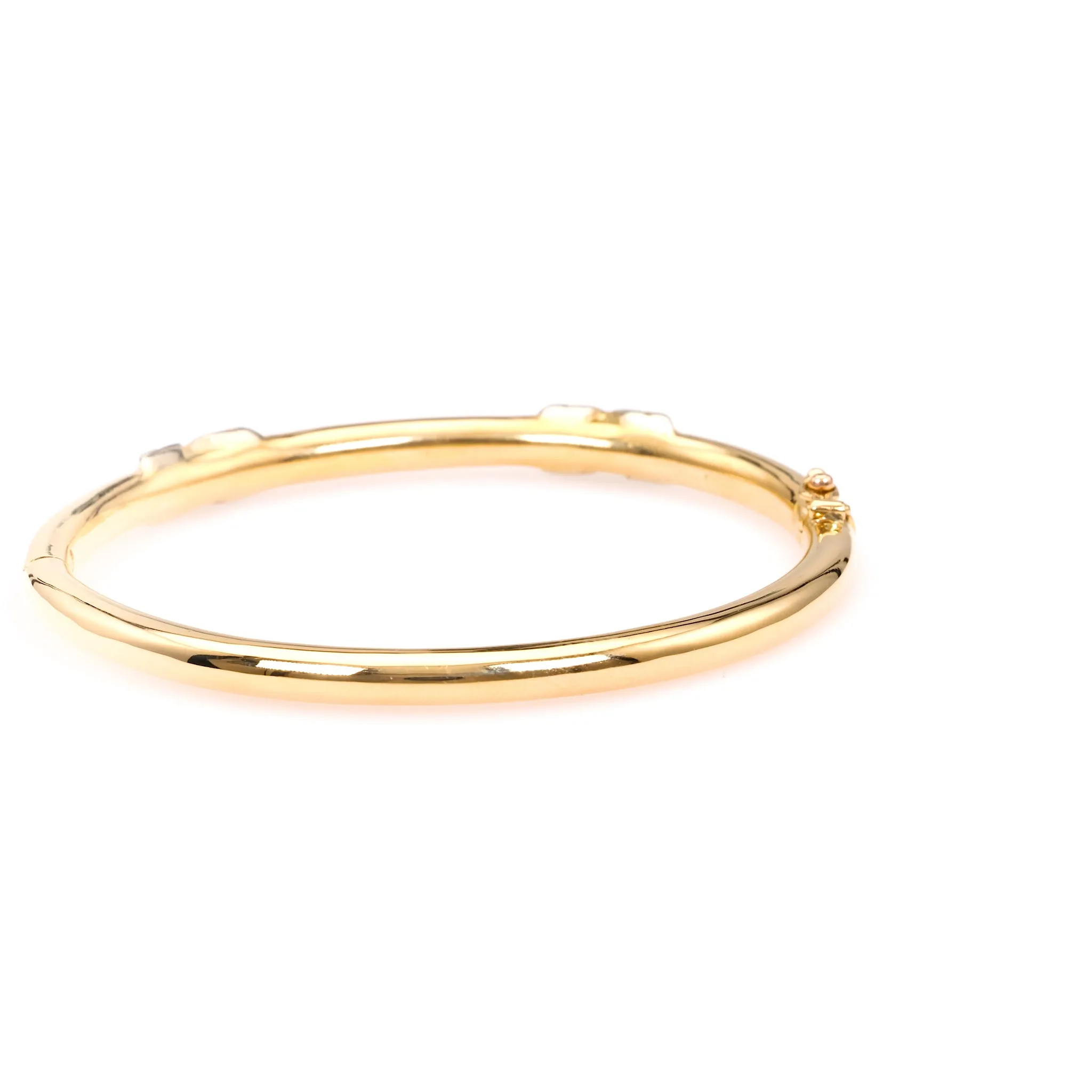 Vintage French Diamond 18k Yellow Gold Platinum Bangle