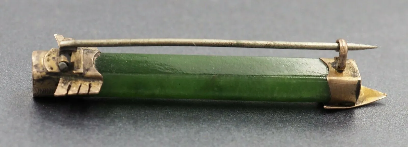 Vintage Jade Gold Plated Bar Brooch