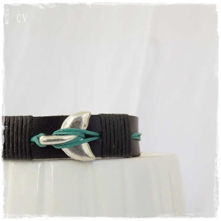 Whale Tail Leather Bracelet