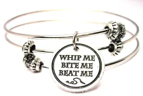 Whip Me Bite Me Beat Me Circle Triple Style Expandable Bangle Bracelet