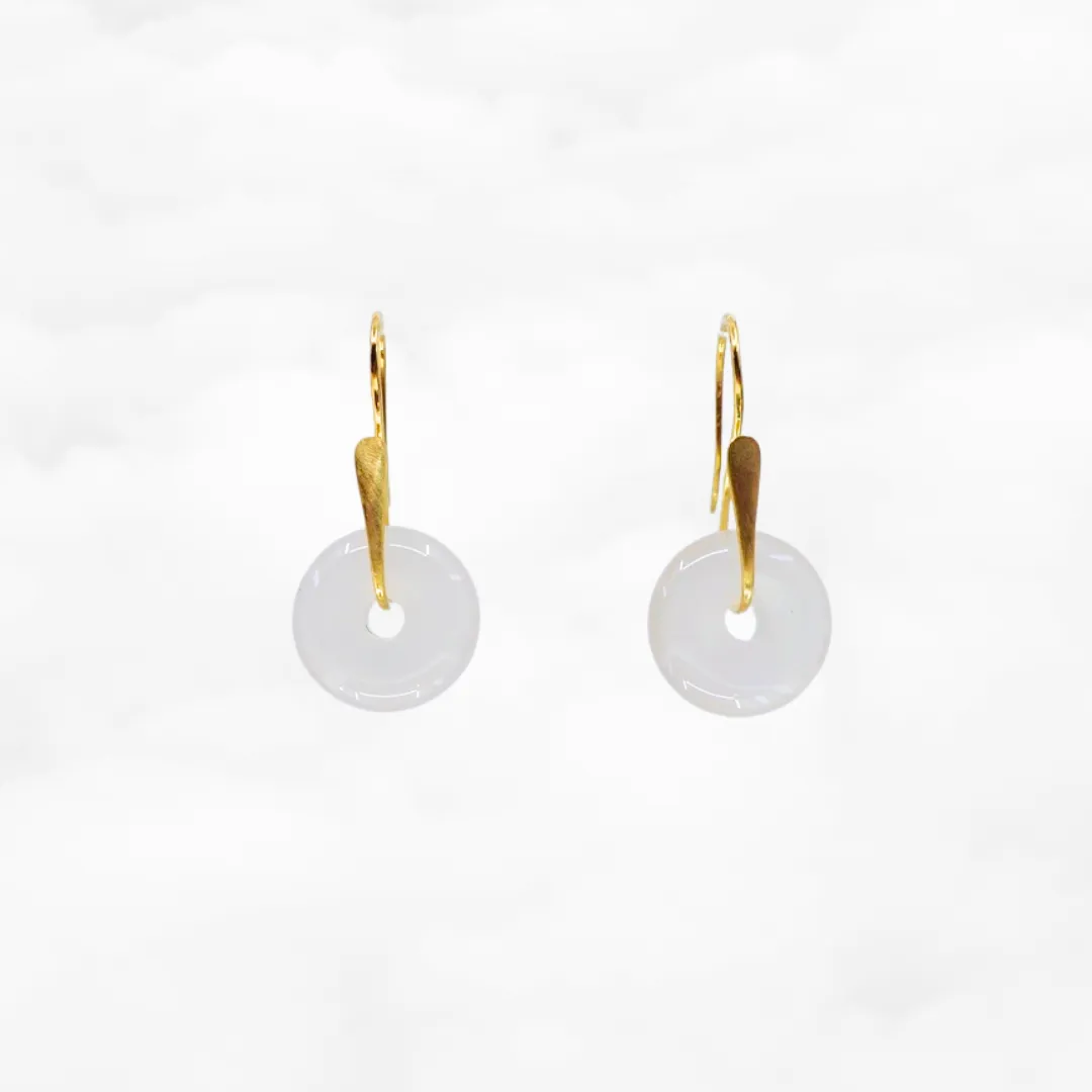 White Agate Donut Earrings