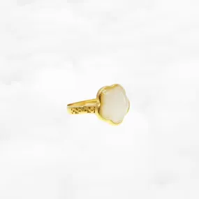 White Jade Plum Blossom Flower Ring