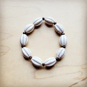 White Turquoise Melon Beaded Stretch Bracelet - The Jewelry Junkie