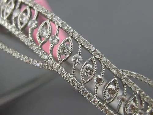 WIDE 2.65CT DIAMOND 18KT WHITE GOLD 3D FILIGREE ETOILE INFINITY BANGLE BRACELET