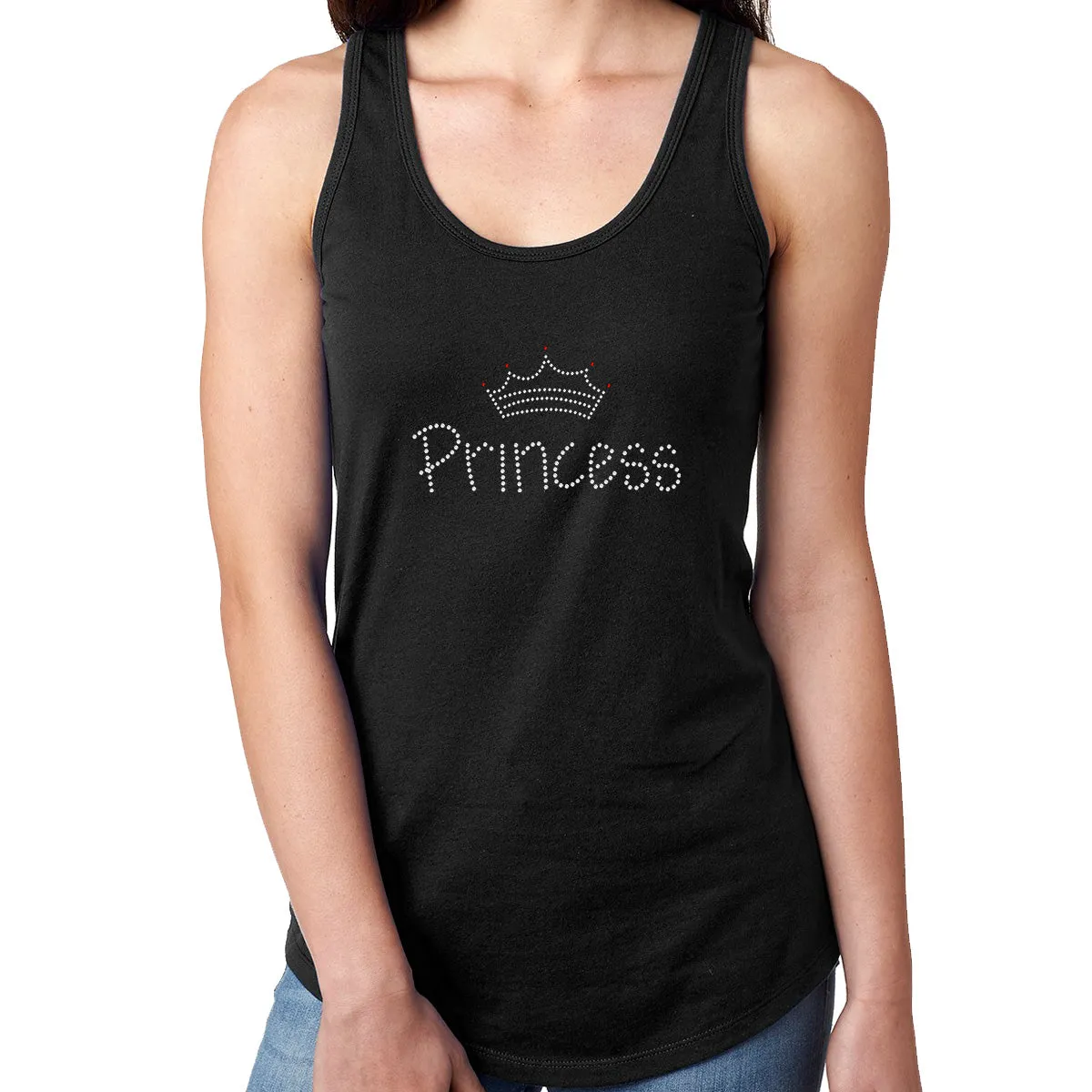 Womens T-Shirt Bling Black Fitted Tee Princess Crown