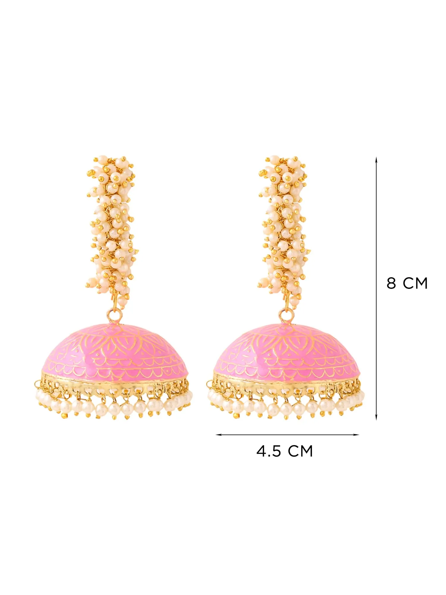 Yellow Chimes Meenakari Jhumka Earrings Handcrafted Gold toned Traditional Multicolor Jhumka/Jhumki Earrings for Women and Girls (Pink Big Jhumka)